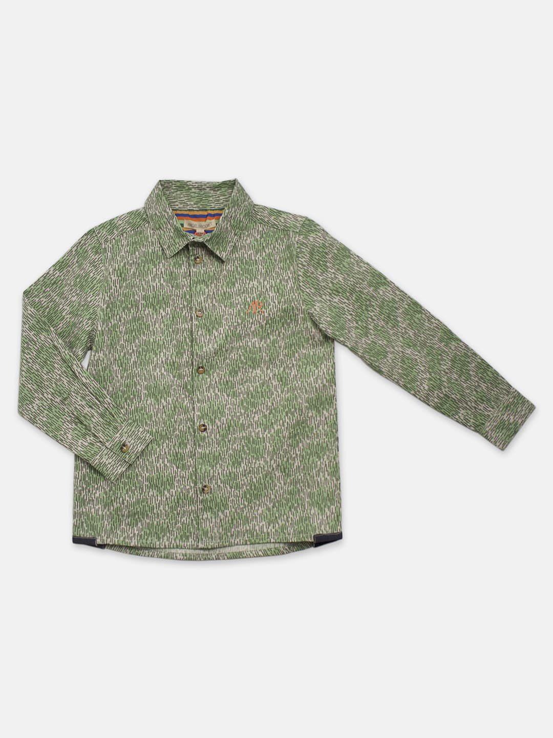 angel & rocket boys green classic abstract printed casual shirt