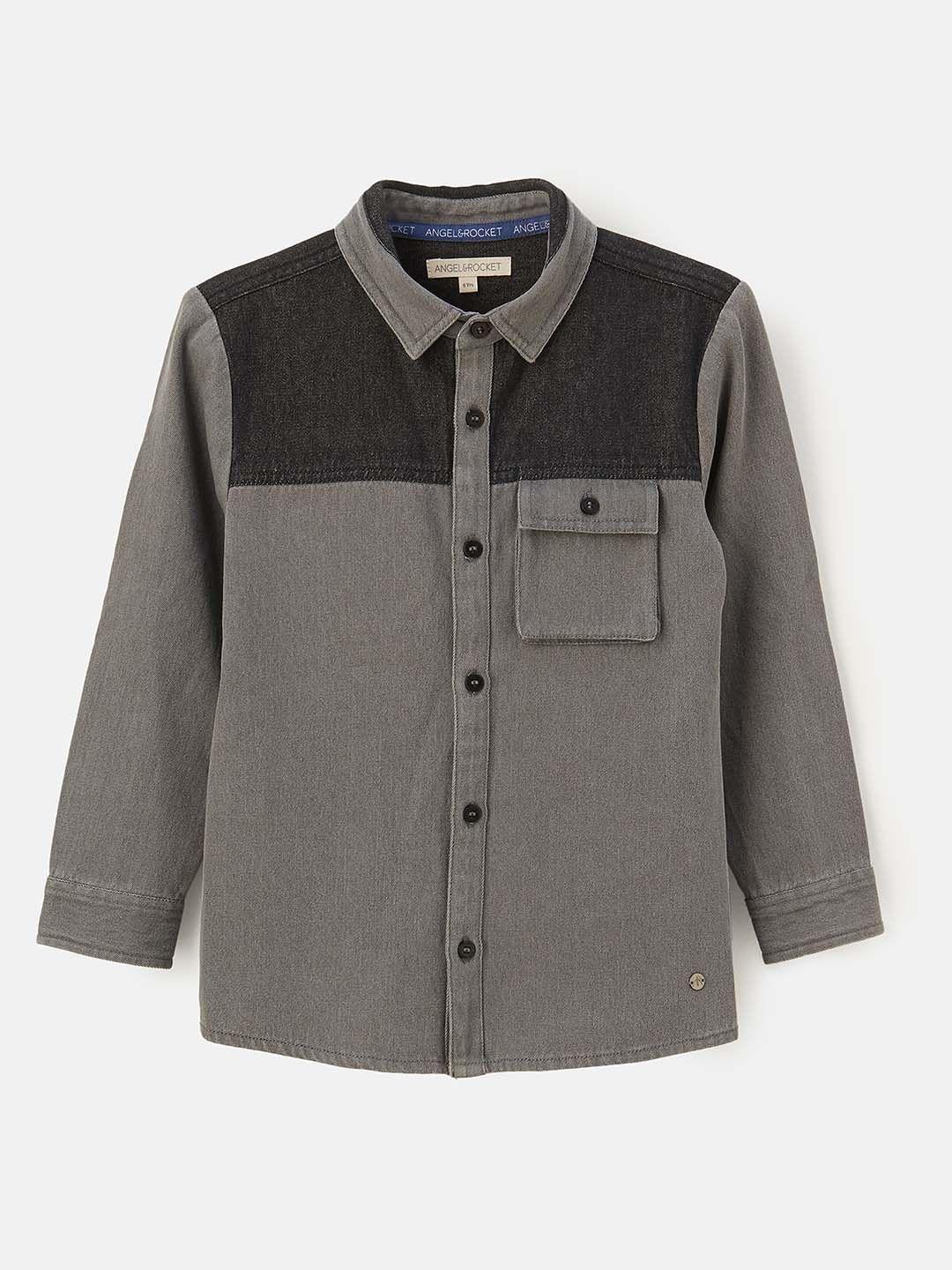 angel & rocket boys grey casual shirt