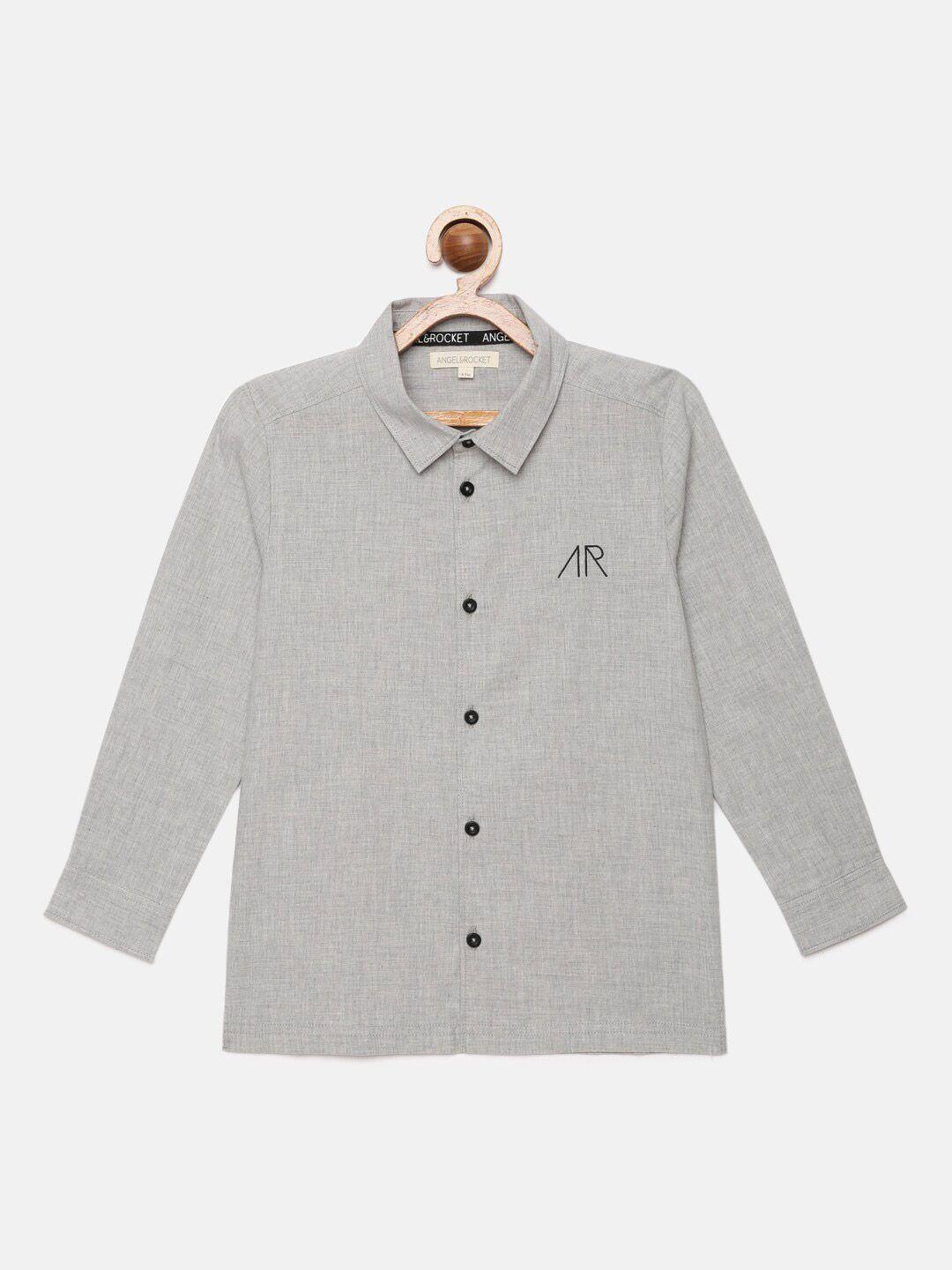 angel & rocket boys grey classic casual shirt