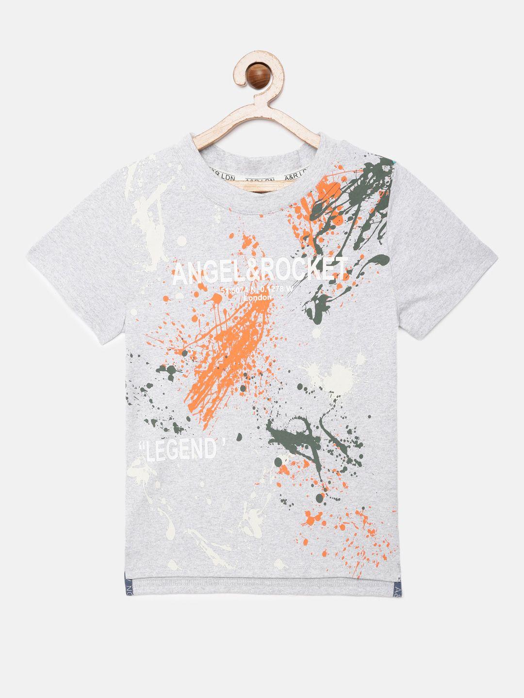 angel & rocket boys grey printed t-shirt