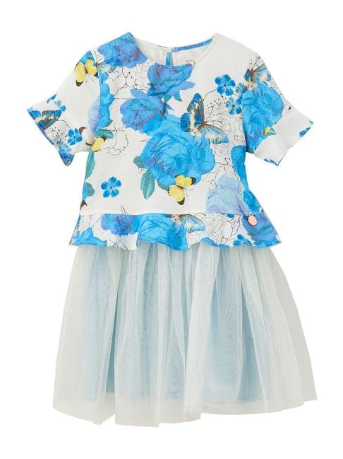 angel & rocket kids bloom blue floral print dress