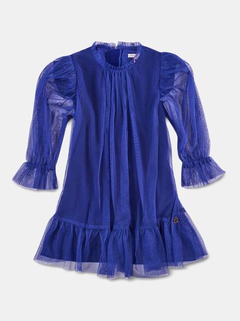 angel & rocket kids blue regular fit full sleeves dress