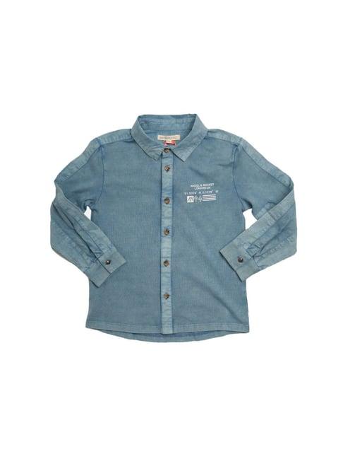 angel & rocket kids blue solid shirt