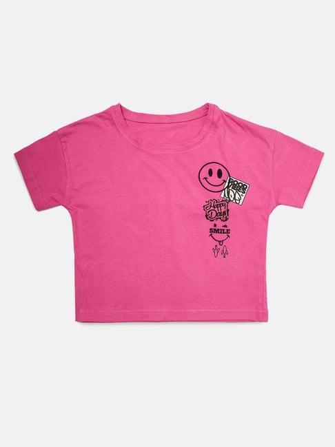 angel & rocket kids fuschia printed t-shirt