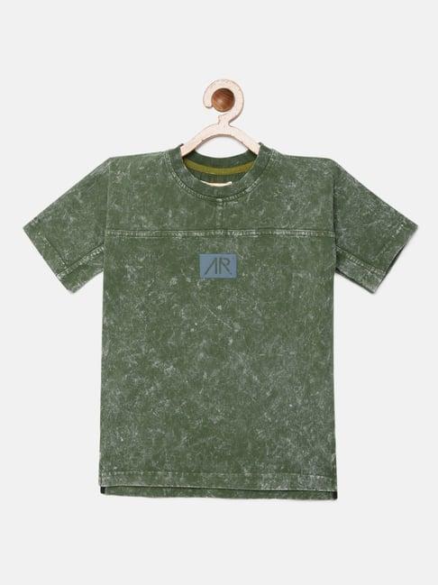 angel & rocket kids green textured t-shirt