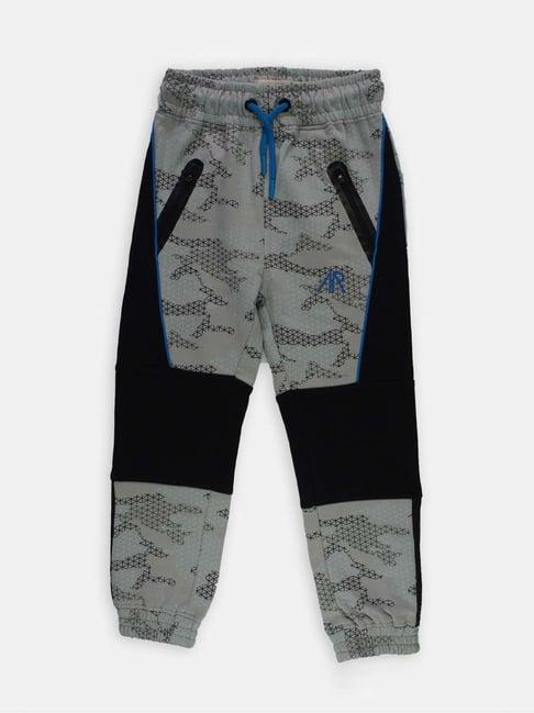 angel & rocket kids grey & black cotton printed joggers