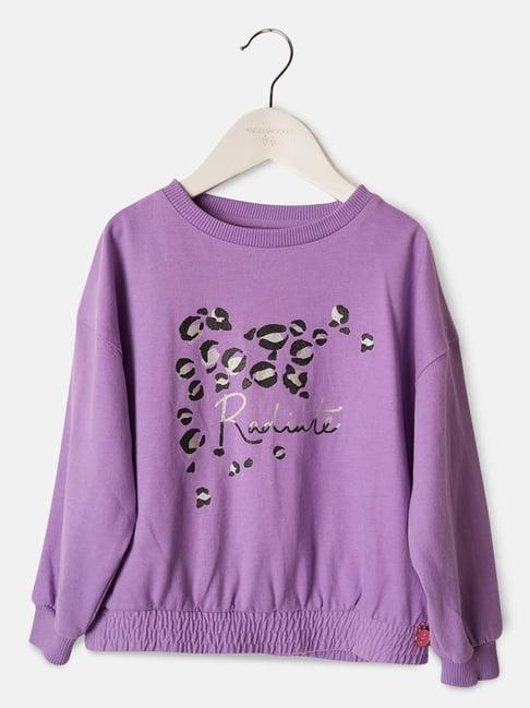 angel & rocket kids lavender printed full sleeves sweatshirt