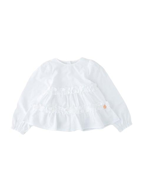 angel & rocket kids maisie white cotton self pattern top