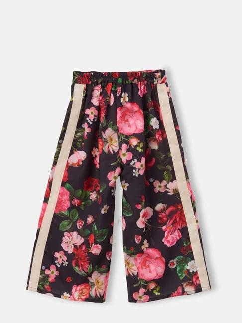 angel & rocket kids navy & pink floral print culotte