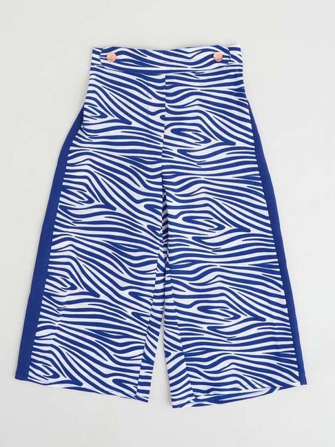 angel & rocket kids navy & white printed culotte