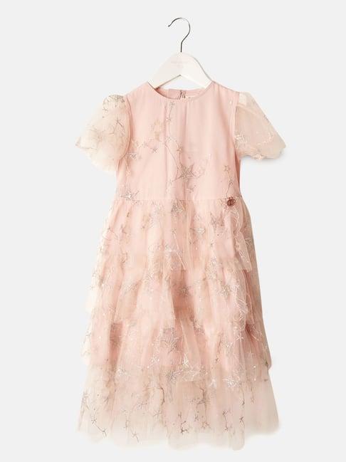 angel & rocket kids peach embellished dress