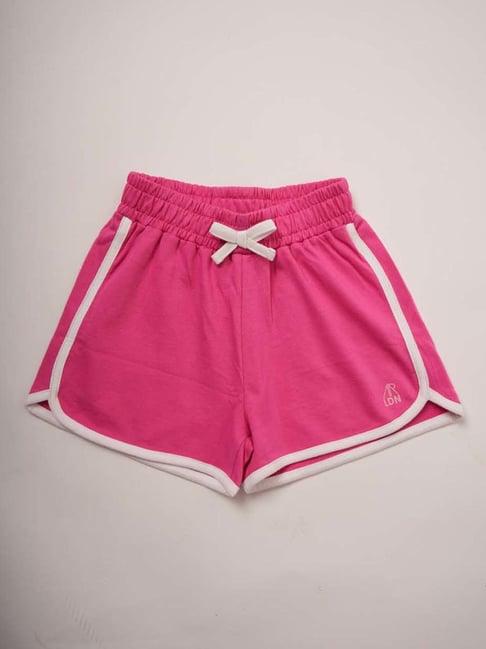 angel & rocket kids pink & white cotton regular fit shorts