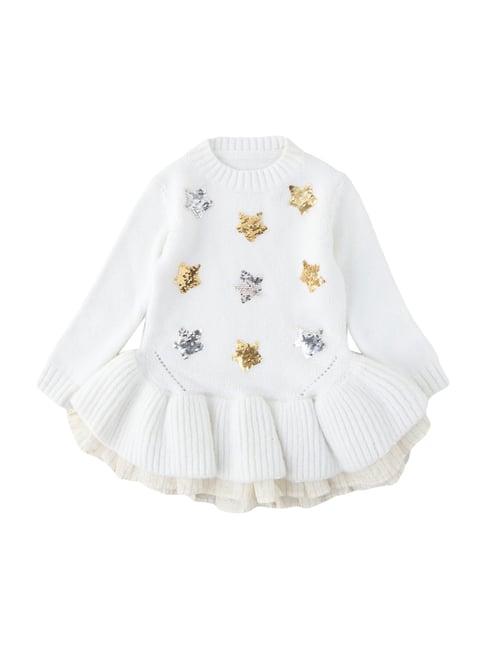 angel & rocket kids sofia cream embellished sweater