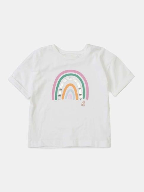 angel & rocket kids white cotton printed t-shirt