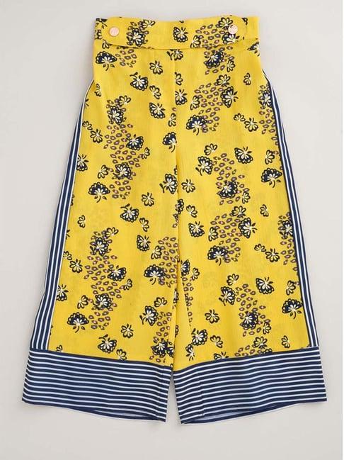 angel & rocket kids yellow & blue floral print culotte