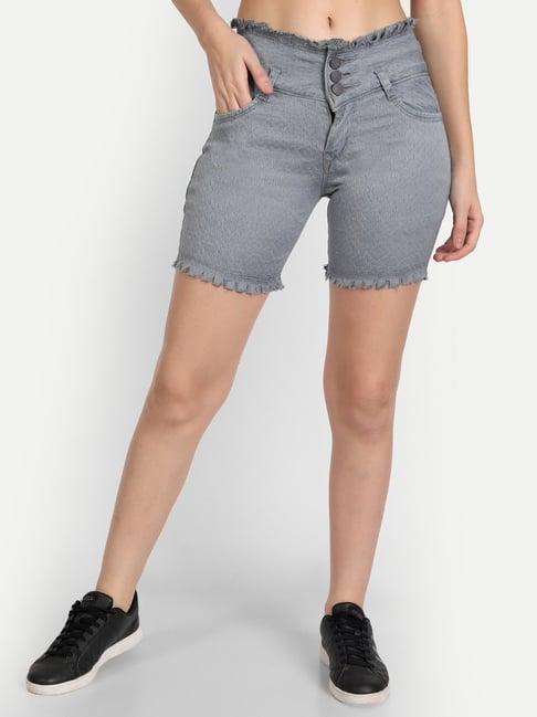 angelfab grey cotton textured shorts