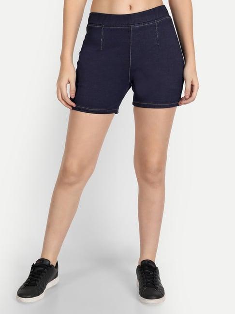 angelfab navy cotton slim fit shorts