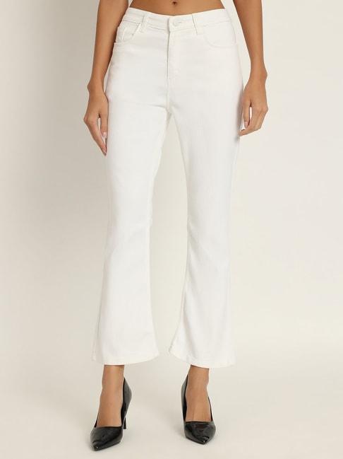 angelfab white cotton bootcut high rise jeans
