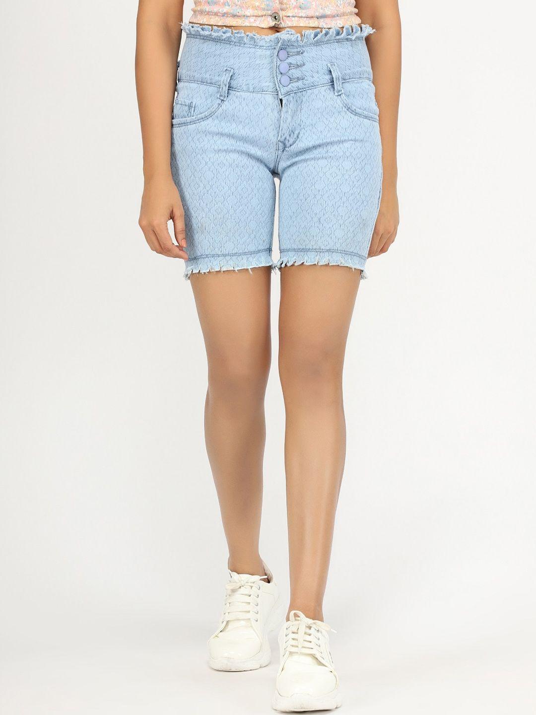 angelfab women mid-rise cotton denim shorts