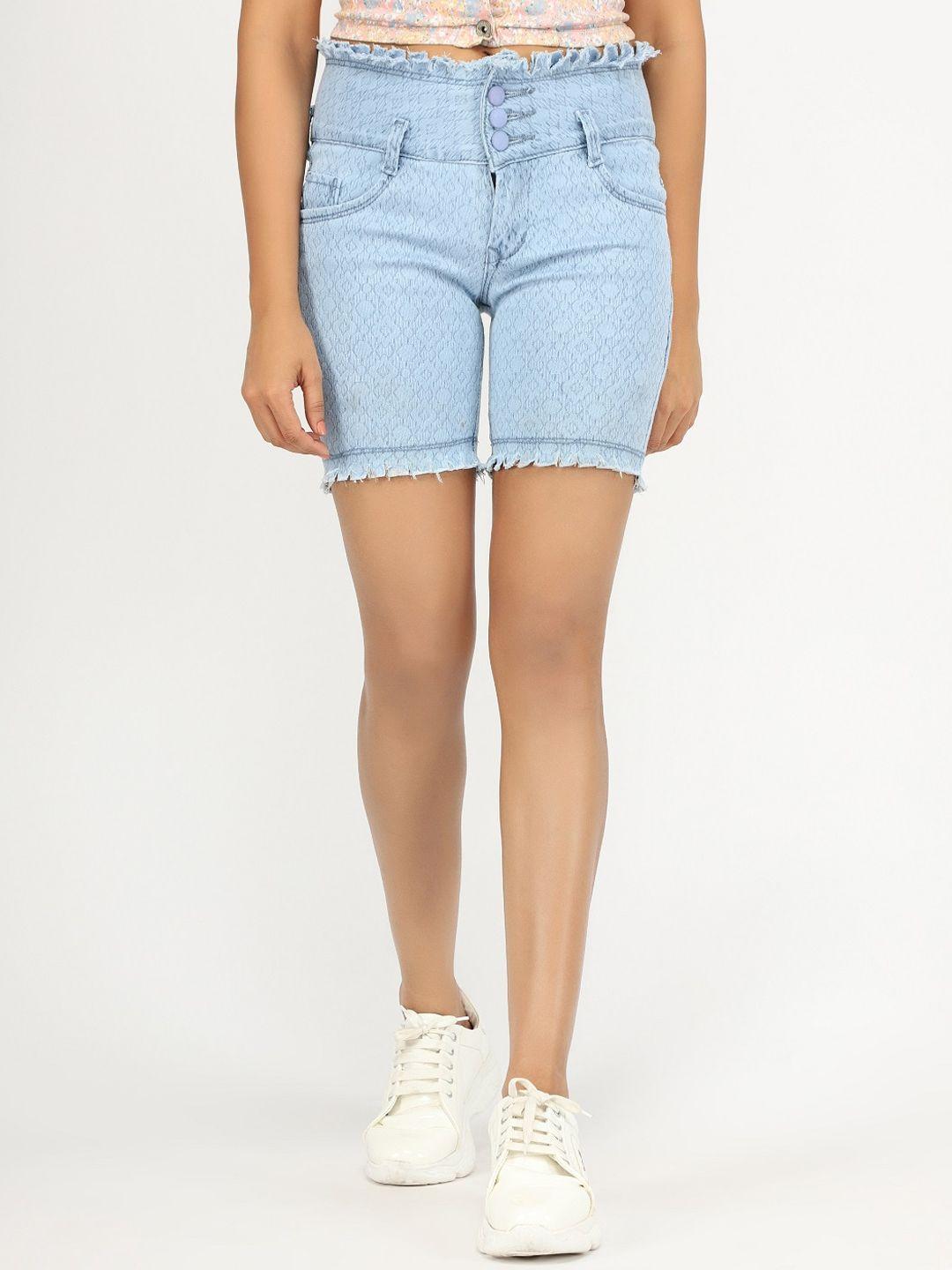 angelfab women self design high-rise denim denim shorts