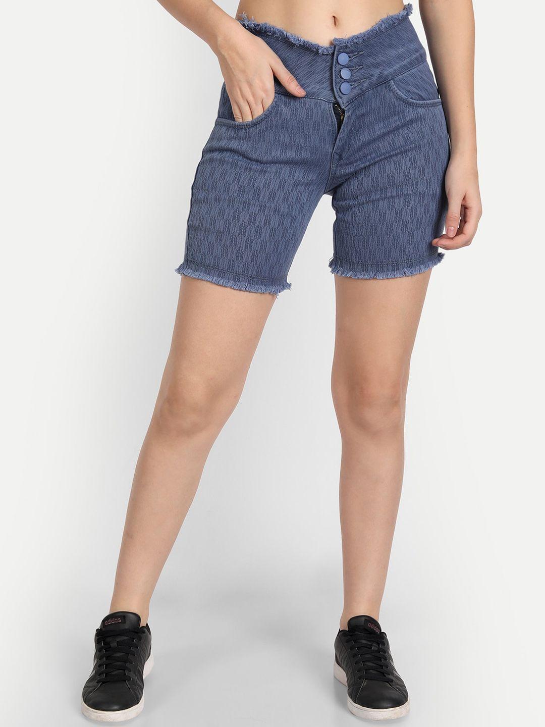 angelfab women self design high-rise denim shorts