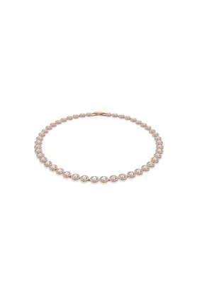angelic necklace round cut white rose gold-tone plated