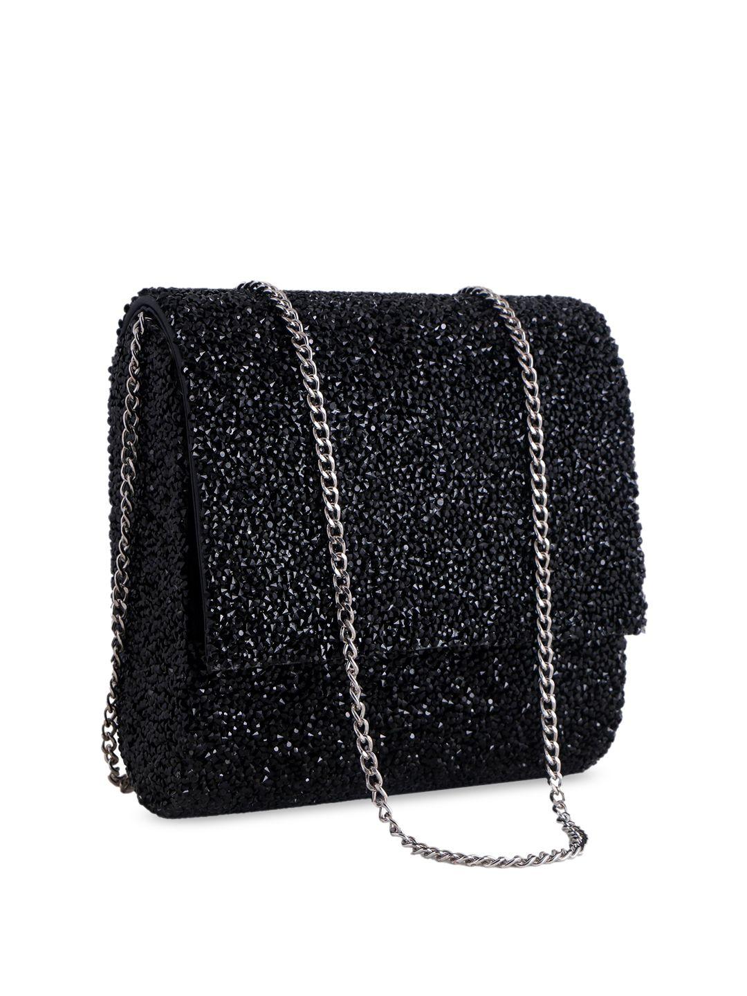 angeline black embellished oversized swagger sling bag