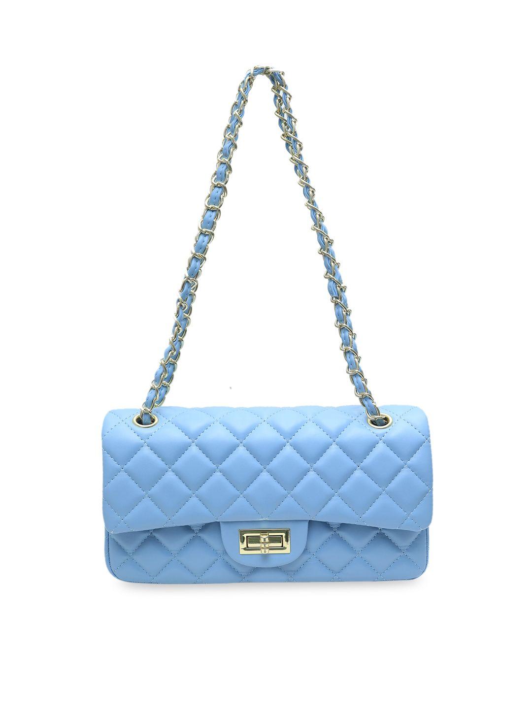 angeline blue textured swagger sling bag with quilted