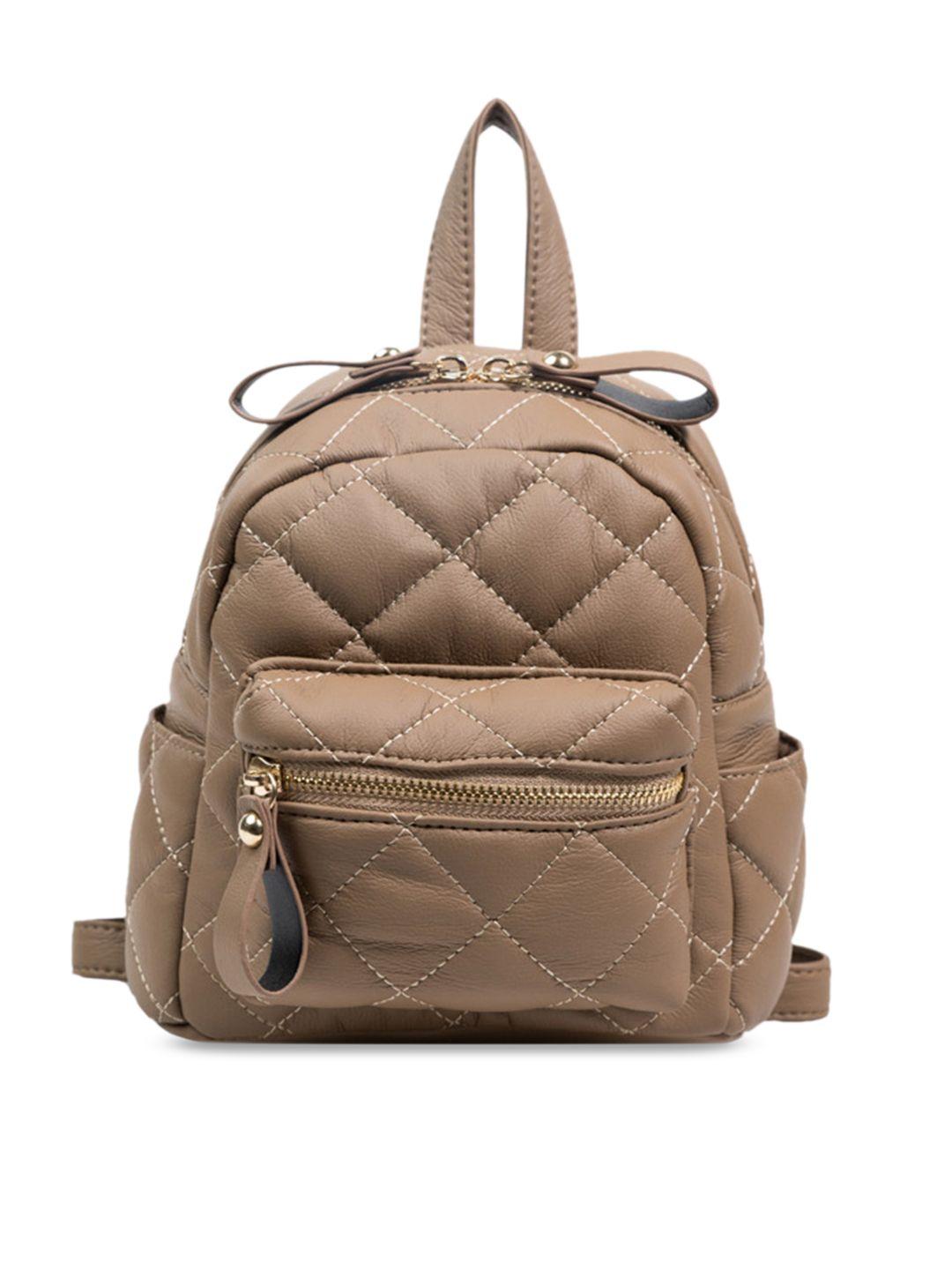 angeline women beige solid non-padded synthetic backpack