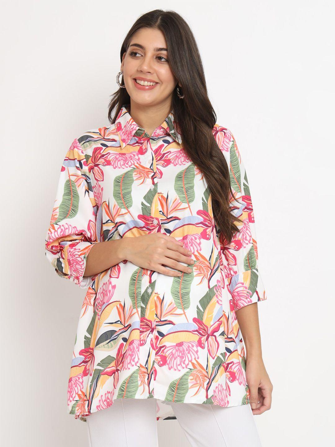 angloindu floral printed maternity shirt
