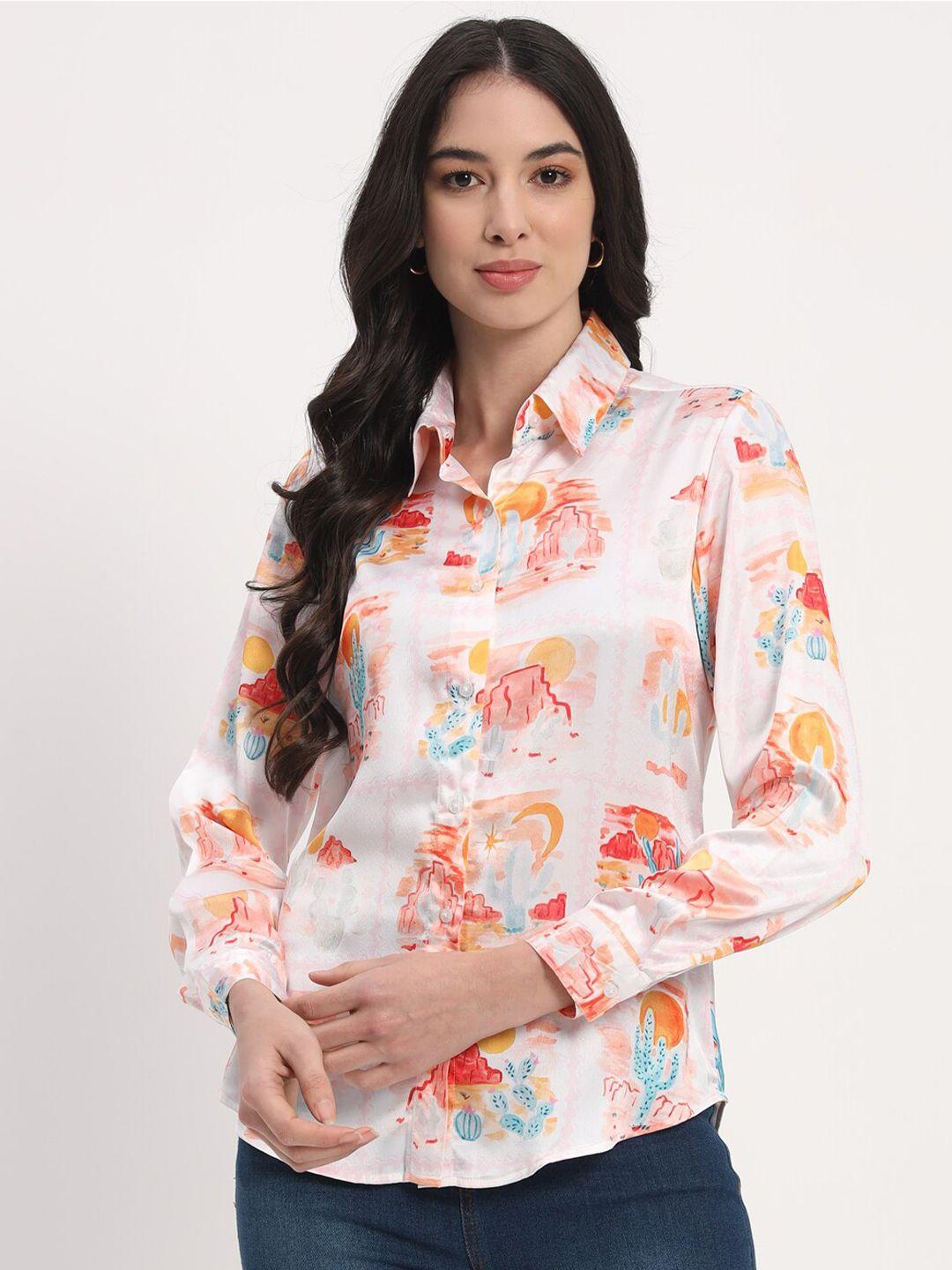 angloindu floral printed spread collar casual shirt