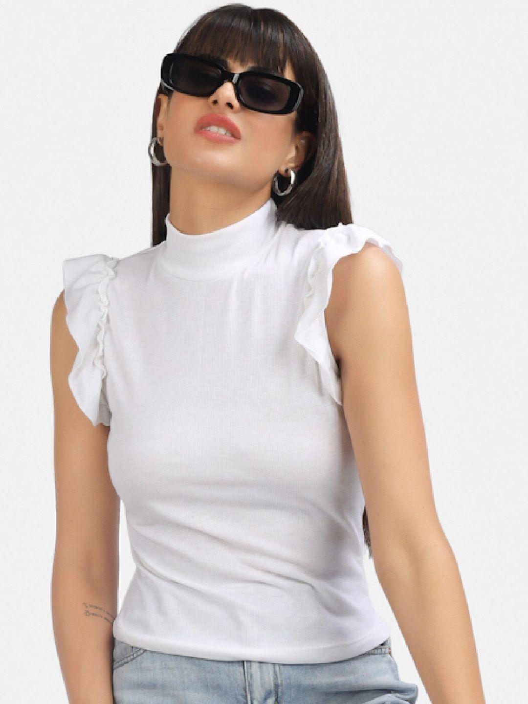 angloindu high neck flutter sleeves top