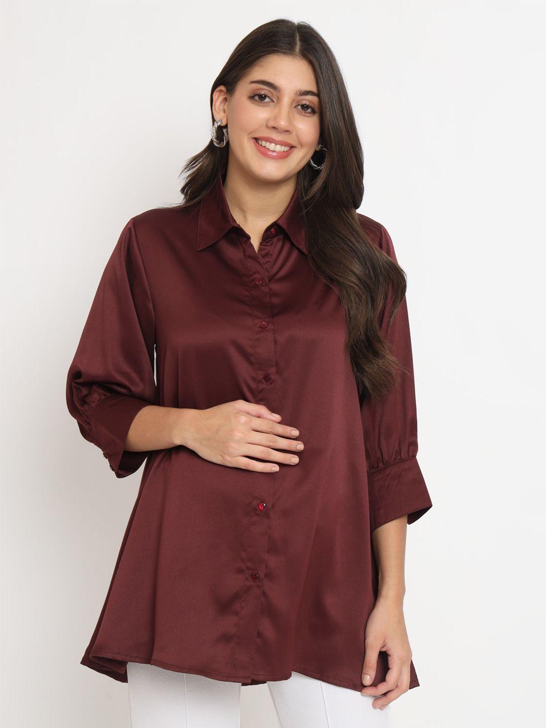 angloindu spread collar opaque maternity shirt