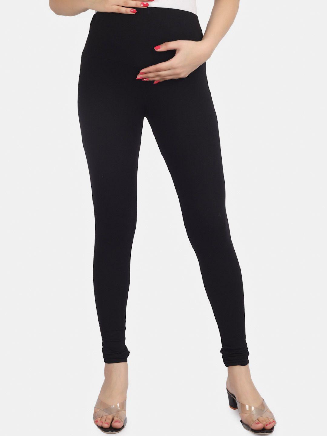 angloindu women black skinny fit high-rise maternity trousers