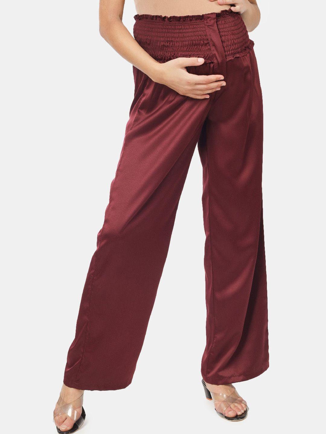 angloindu women loose fit high-rise maternity trousers