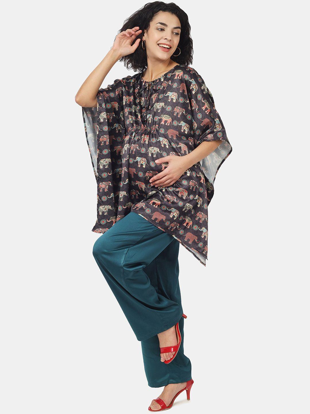 angloindu women plus size maternity printed kaftan & trouser co-ords