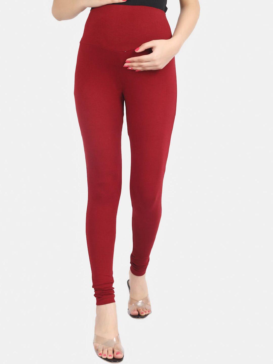 angloindu women red skinny fit high-rise maternity trousers