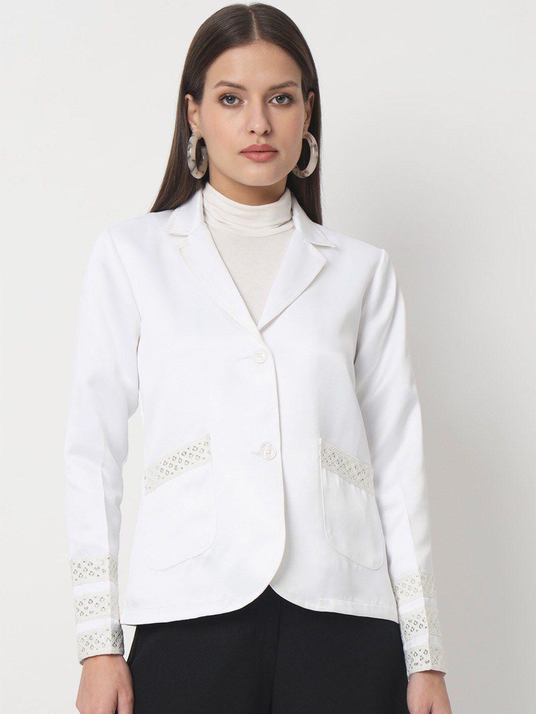 angloindu women white lightweight fashion with embroidered jacket