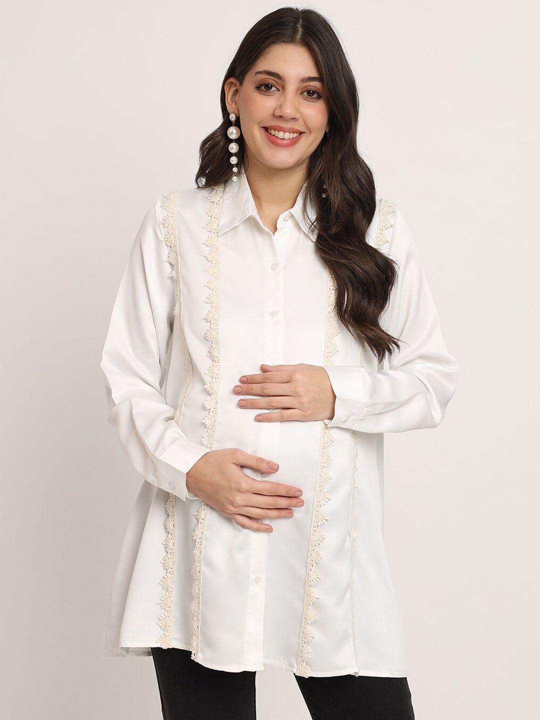 angloindu women white maternity shirt