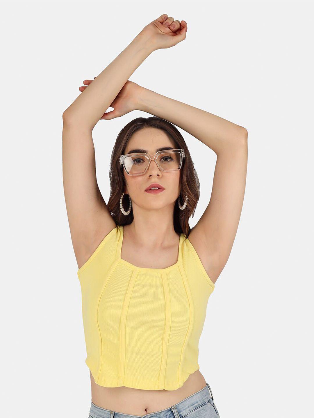 angloindu yellow corset crop top