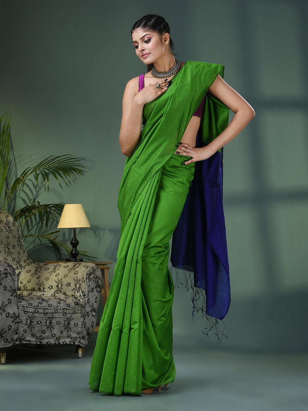 angoshobha colourblocked woven design saree
