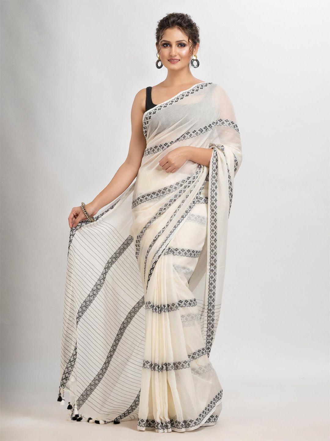 angoshobha ethnic motifs embroidered pure cotton saree