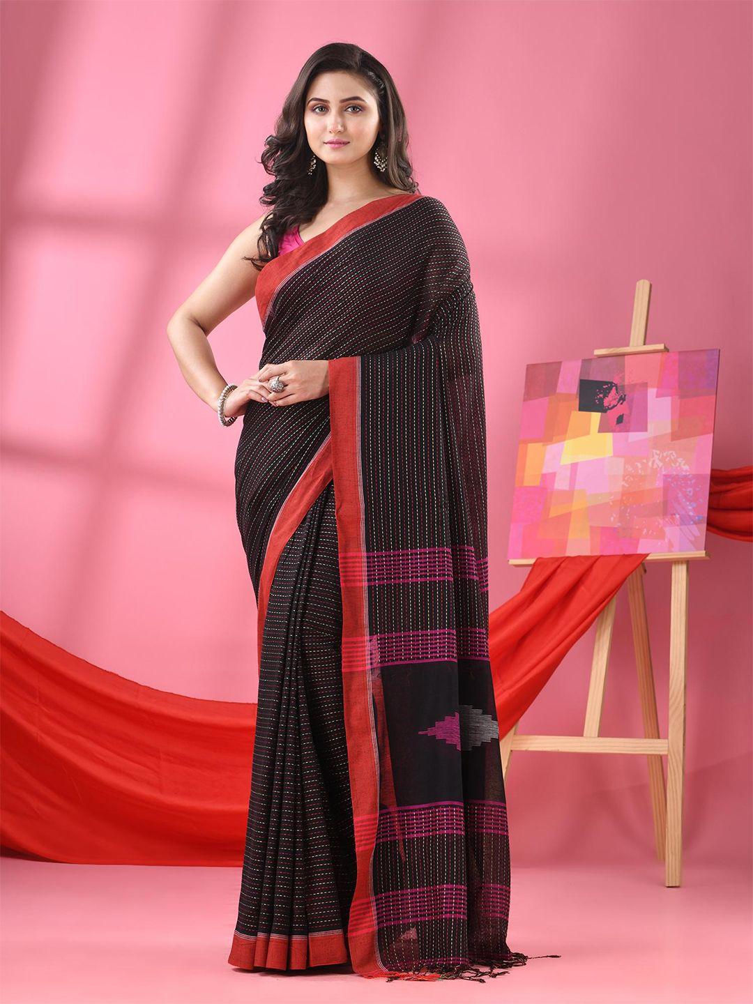 angoshobha geometric woven design pure cotton saree
