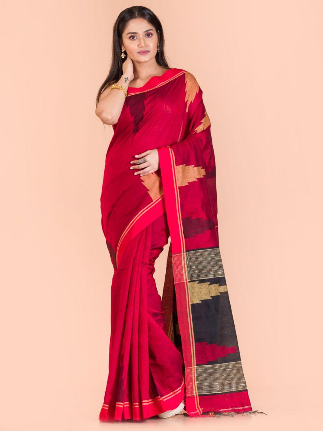 angoshobha geometric woven design silk cotton jamdani saree