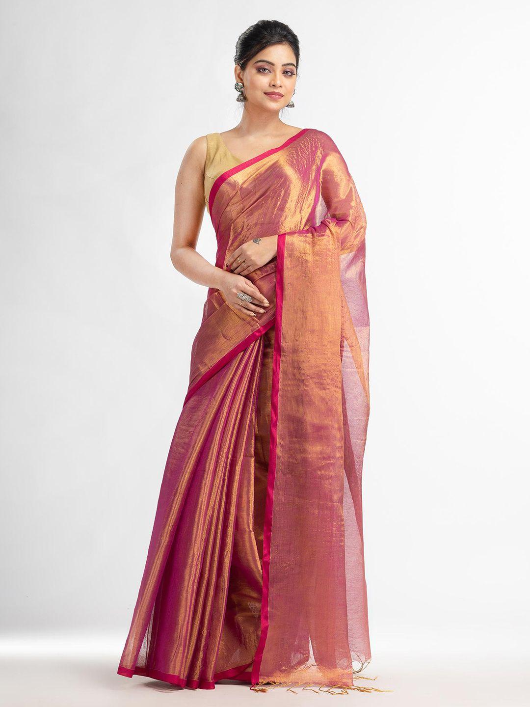 angoshobha magenta woven design handloom saree