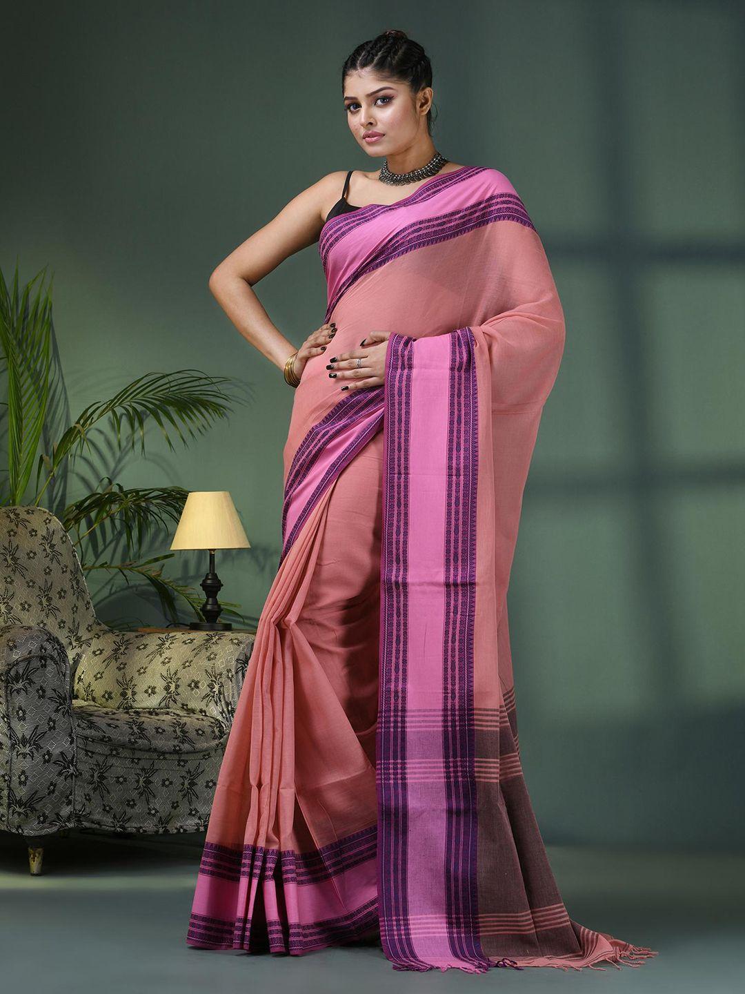 angoshobha striped pure cotton saree
