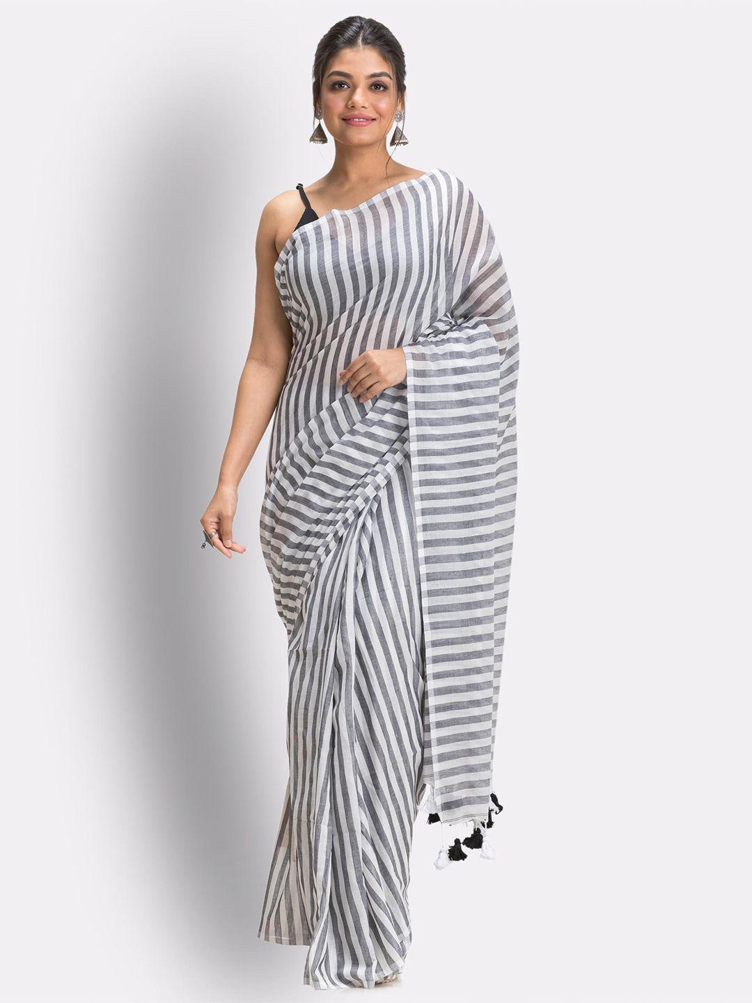 angoshobha striped pure cotton saree