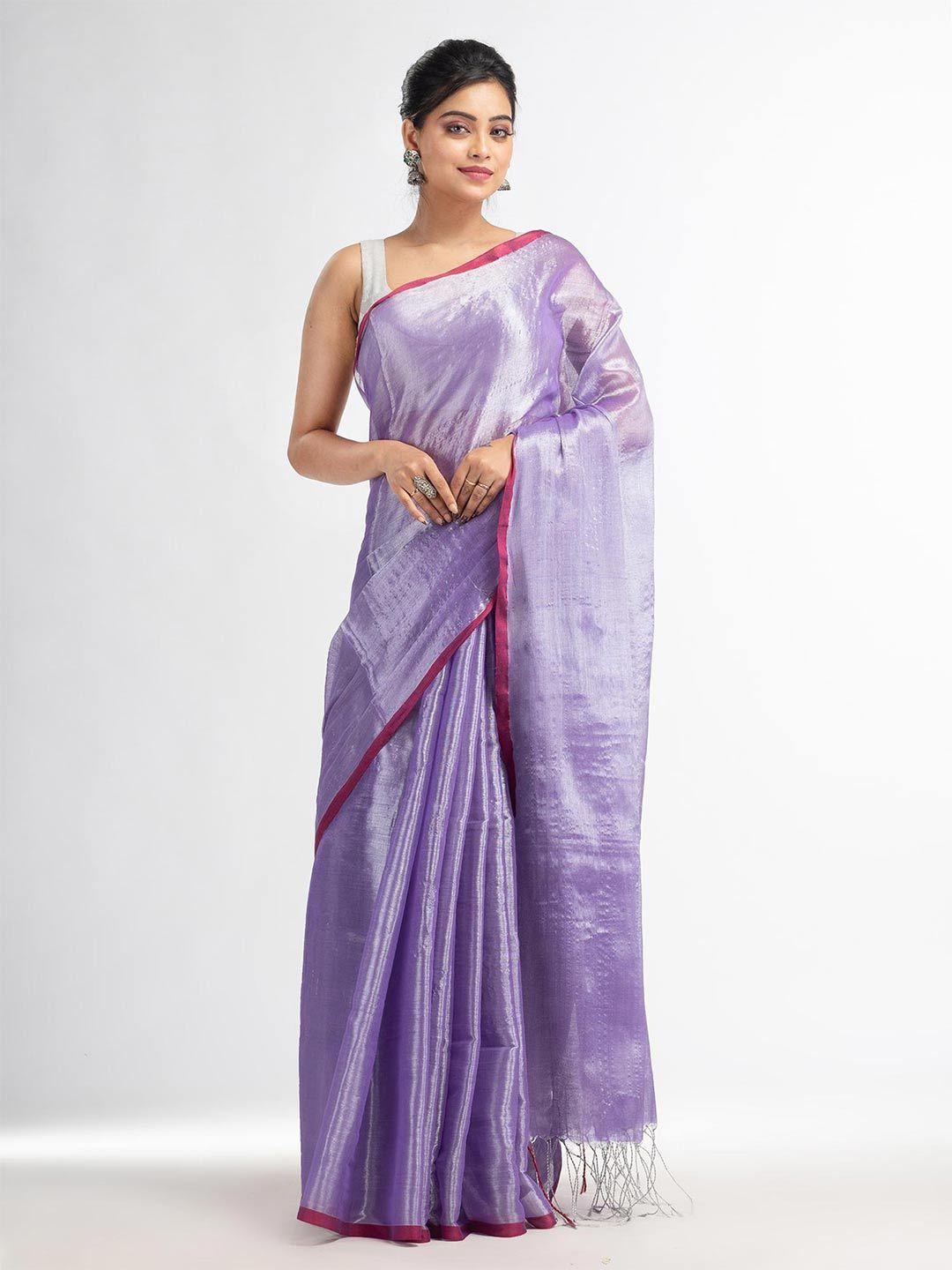 angoshobha violet woven design handloom saree