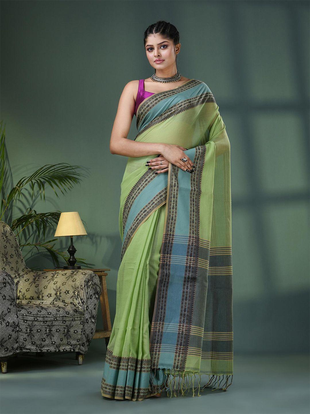 angoshobha woven design ethnic motifs printed pure cotton saree