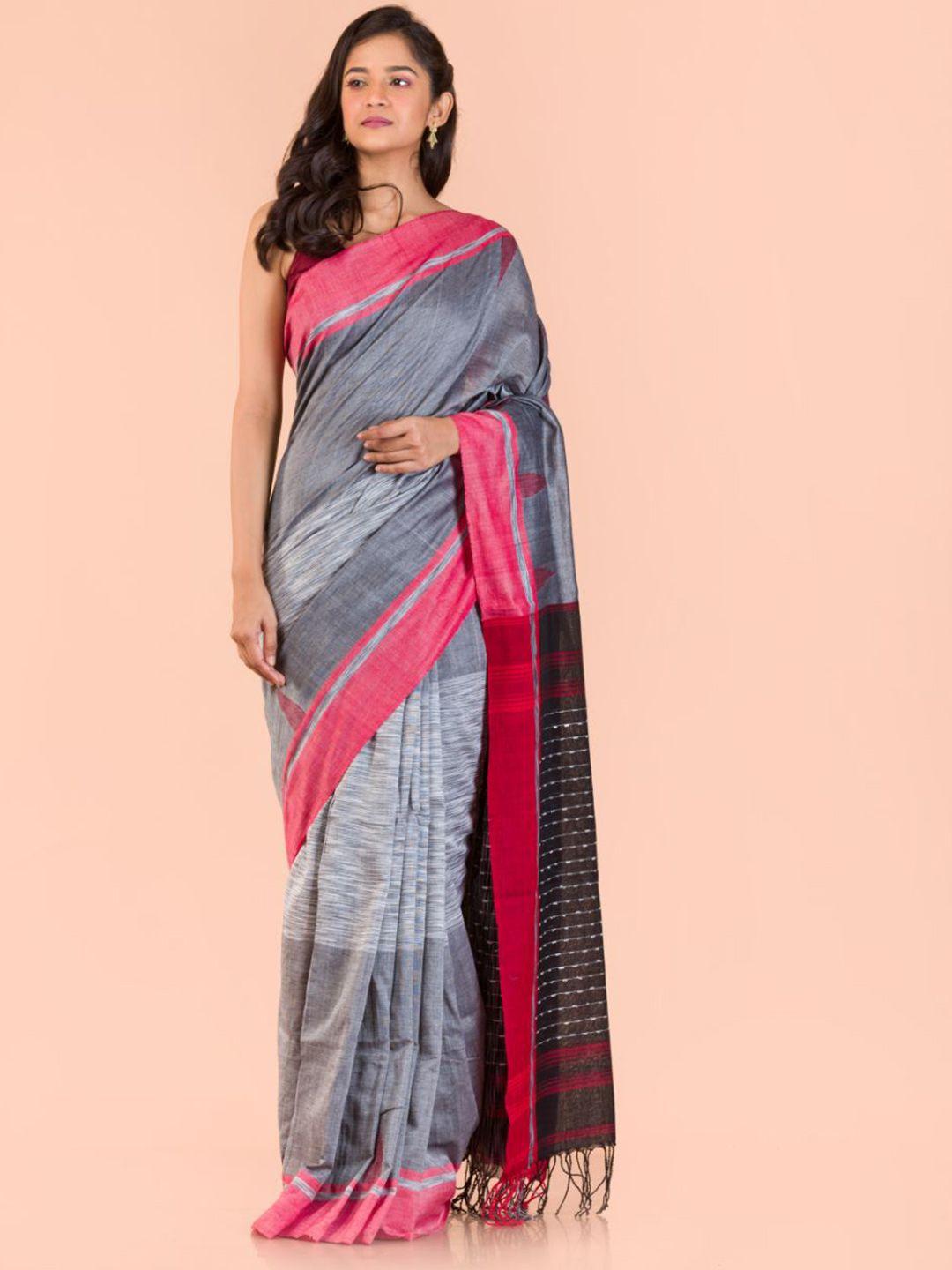 angoshobha abstract woven design pure cotton saree